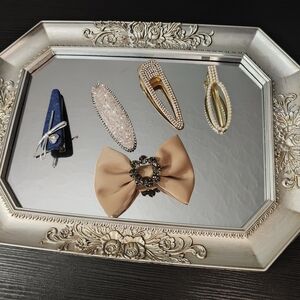 Elegant Hair Clip Set with Bow and Crystal Accents